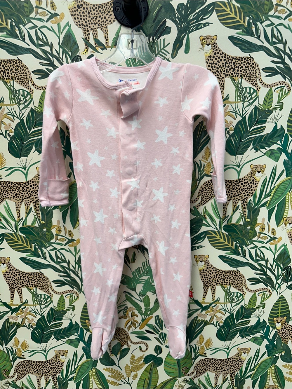 Magnetic me Pink Star Print Footed One-Piece Pajamas